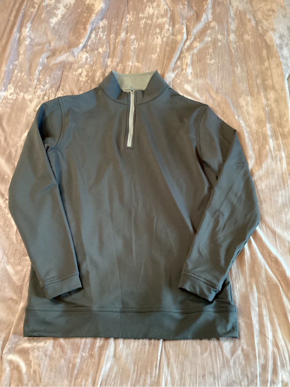 Peter Millar Youth Quarter-Zip Performance Sweater - gray - large